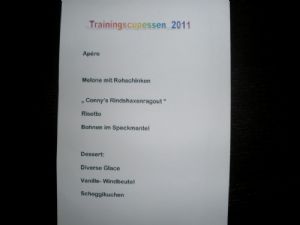 Das Menü vom Trainingscup-Essen 2011 (vom Trainingscup 2010)<br /><br />© Pascal Lutz